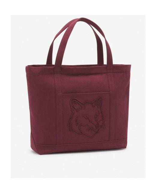 Maison Kitsuné Maison Kitsuné Fox Head Embroidered Large Tote Bag