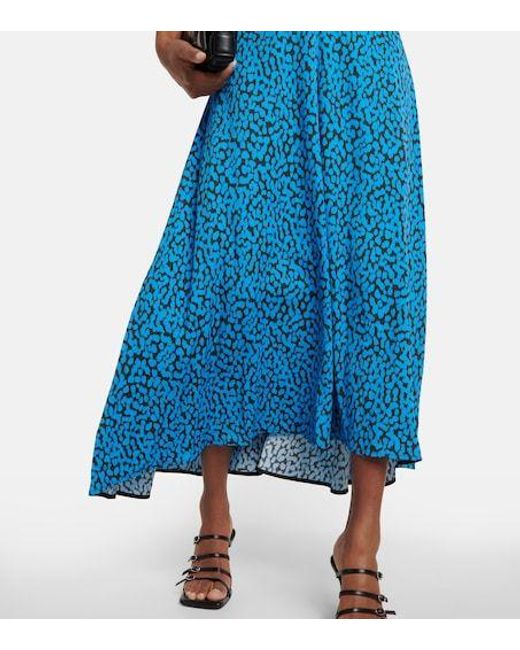 Proenza Schouler Blue Printed Cut-Out Maxi Dress