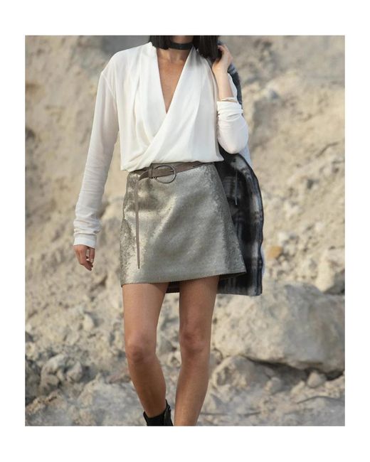 Brunello Cucinelli White Draped Cowl-Neck Blouse