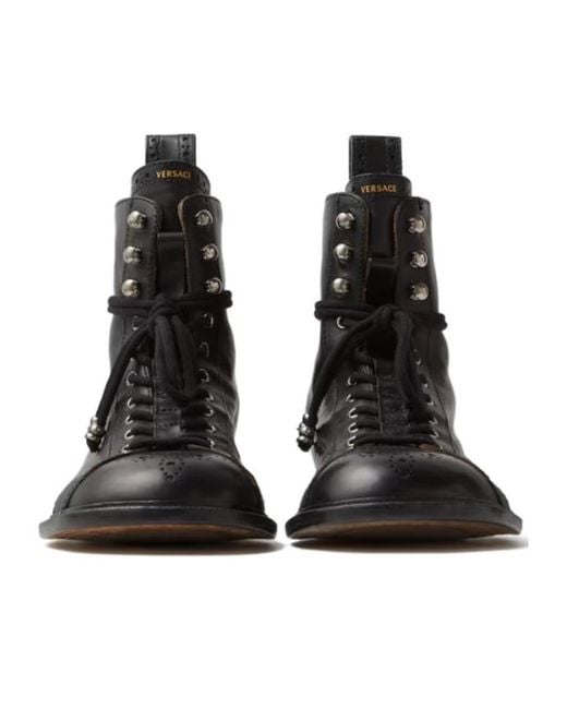 Versace Brown Perforated Lace-Up Boots for men