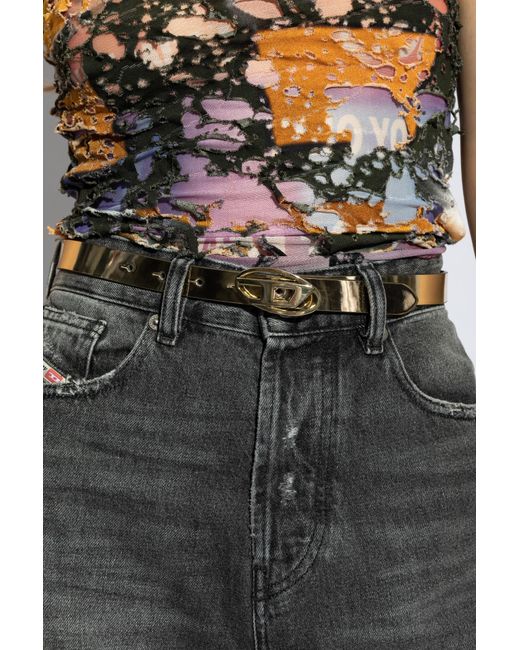 DIESEL Metallic Oval D Logo B-1Dr Buckle Belt