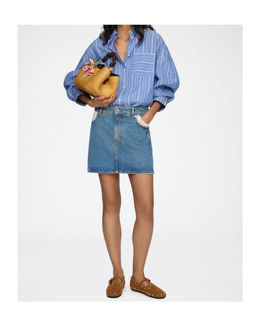 Ganni Blue Rigid Denim Skirt