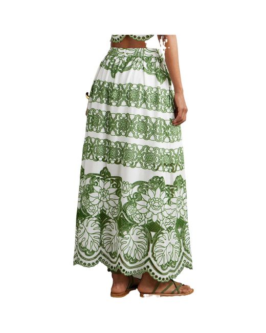 Borgo De Nor Green Scalloped Broderie Anglaise Maxi Skirt