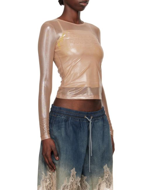 DIESEL Pink T-Clau-M1 Semi-Sheer Top