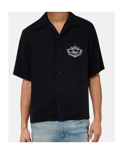 Amiri Blue Chateau Crest Camp Bowling Shirt for men