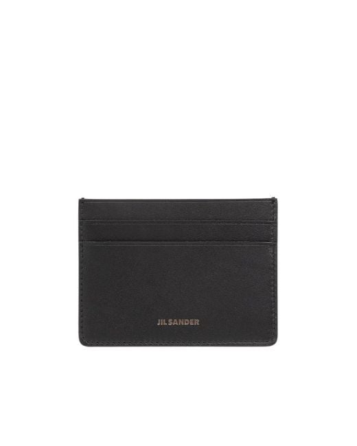 Jil Sander Black Logo Embossed Card Holder