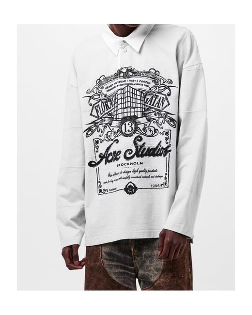 Acne Gray Long-Sleeve Polo Shirt for men