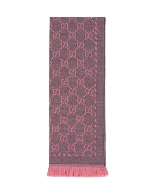 Gucci Pink Gg Supreme Jacquard Scarf