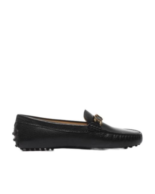 Tod's Black Logo-Plaque Leather Loafers