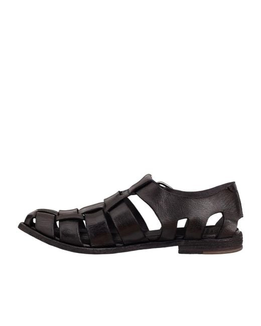 Officine Creative Black Round Toe Flat Sandals for men