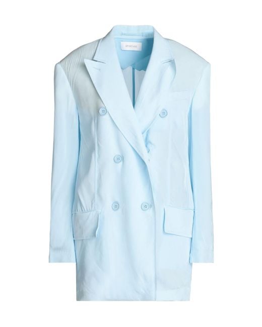 Sportmax Blue Solid Color Double-Breasted Blazer