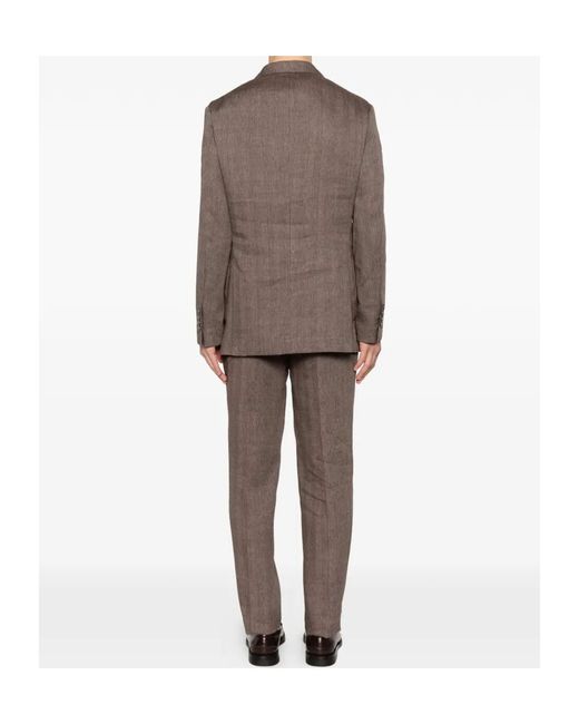 Brunello Cucinelli Brown Double-Breasted Suit for men