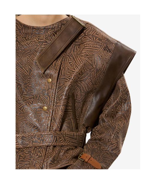 Isabel Marant Brown Erine Patterned Belted Jacket