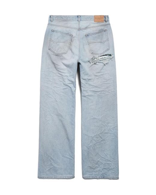 Balenciaga Blue Distressed Relaxed Fit Jeans for men