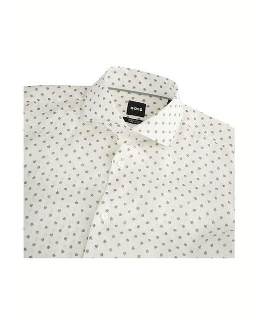 Boss White Polka-Dot Print Shirt for men