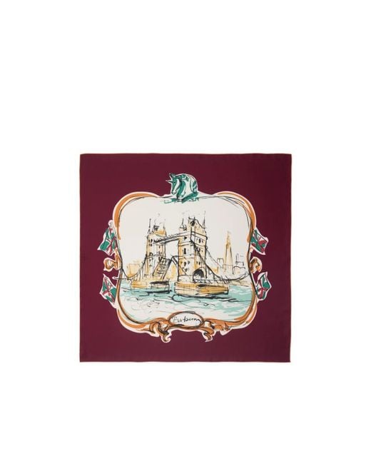 Burberry Red Tower Bridge Silk Scarf