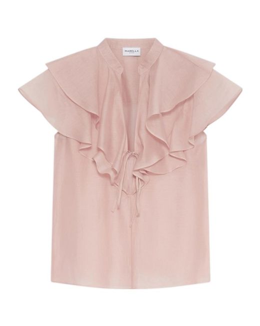 Marella Pink Cotton And Silk Voile Top