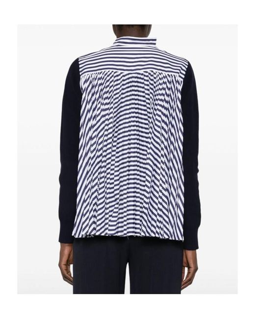 Sacai Blue Cotton Cardigan