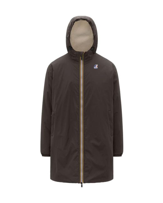 K-Way Brown Le Vrai 4.0 Teddy Hooded Jacket for men