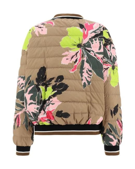 Herno Pink Flower Printed Padded Bomber Jacket