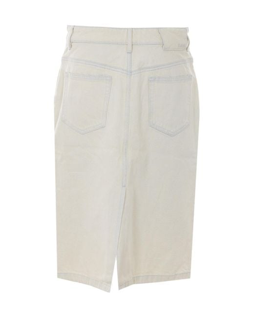 A.P.C. White Front-Slit Midi Skirt