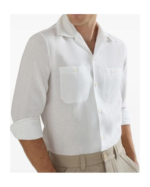 Brunello Cucinelli White Linen Shirt for men