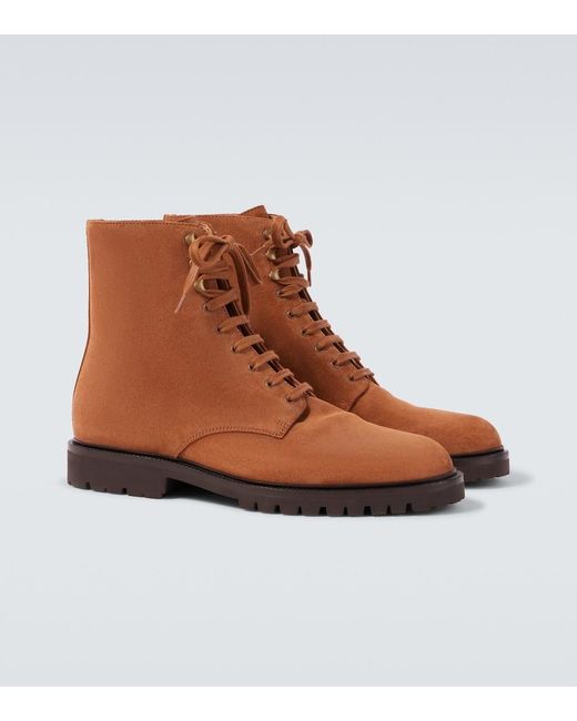 Brunello Cucinelli Brown Suede Lace-Up Boots for men