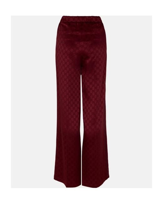 Gucci Red Logo Wide-Leg Track Pants