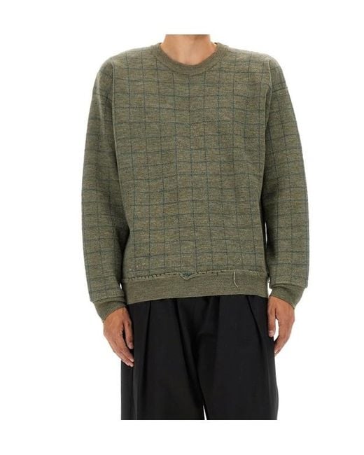 Maison Margiela Green Worn Effect Distressed Sweatshirt for men