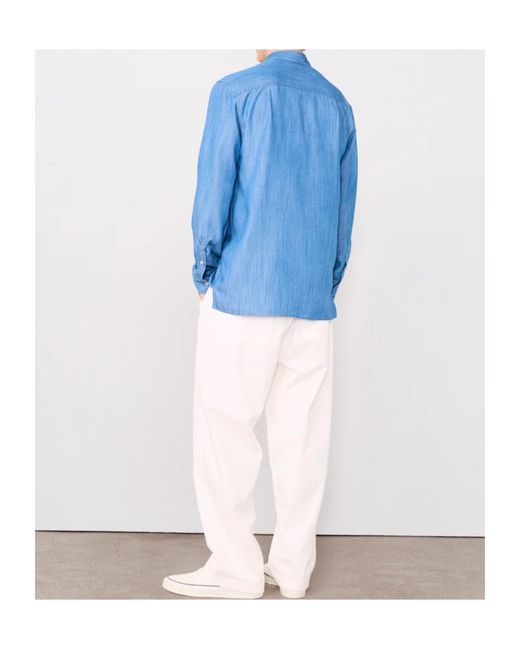 Officine Generale Blue Officine Générale Chest-Pocket Button-Up Shirt for men