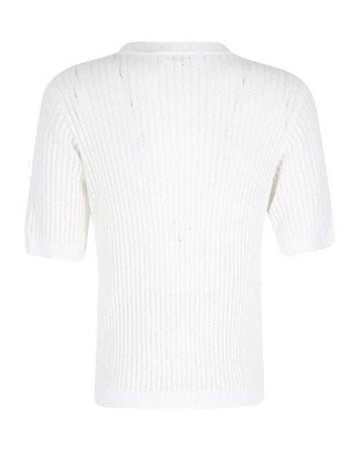 Roberto Collina White Short-Sleeved Knitted Pullover