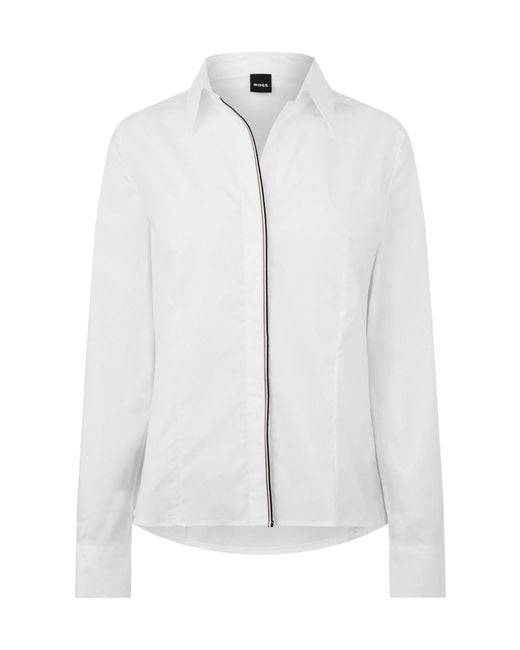 Boss White Pointcollar Longsleeve Shirt