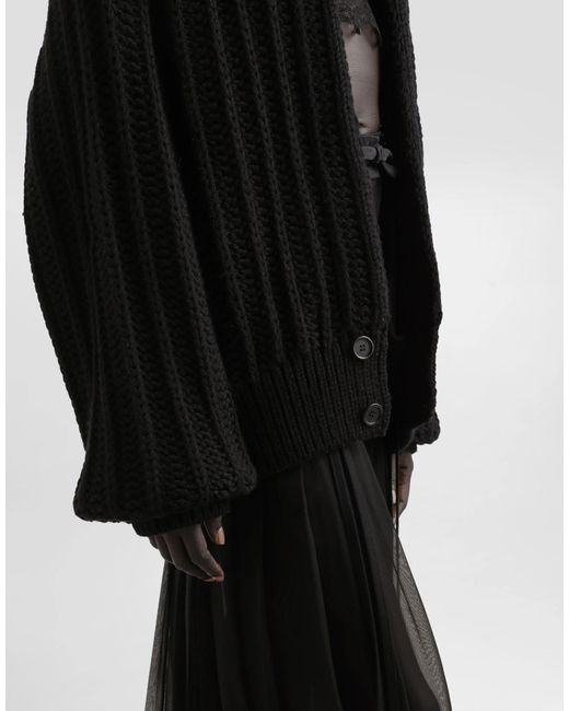 Dolce & Gabbana Black Twill Chiffon Midi Skirt
