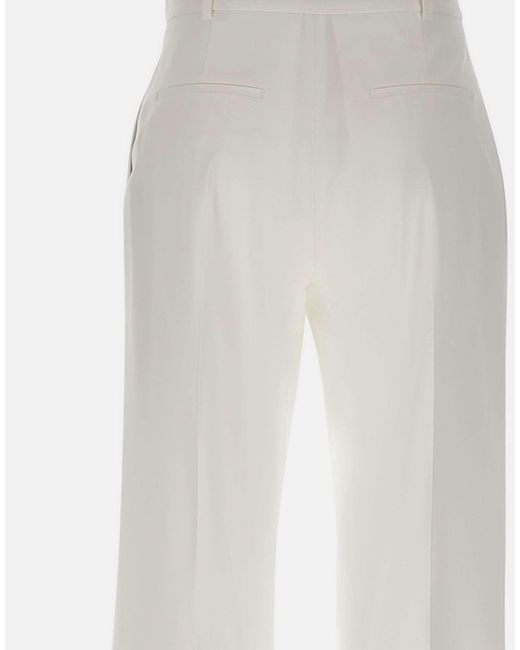 Eleventy White Pleated Straight-Leg Pants