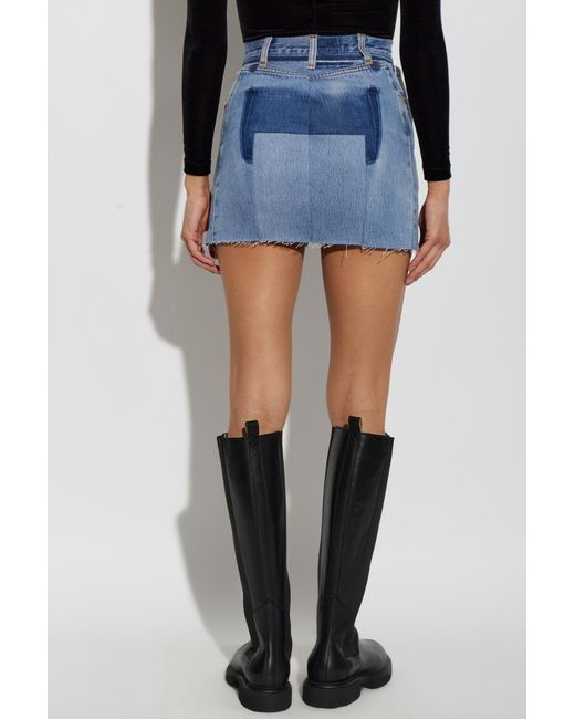 Vetements Blue Frayed Hem Denim Skirt