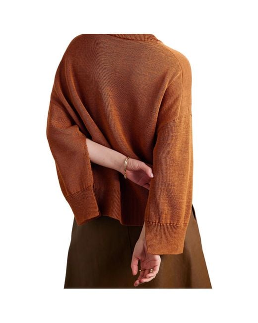 Lafayette 148 New York Brown Cotton-Blend Sweater