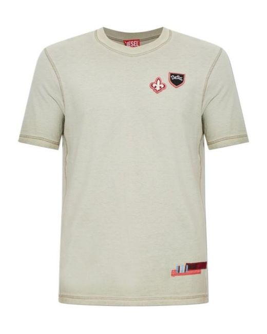 DIESEL White Crew-Neck T-Shirt for men
