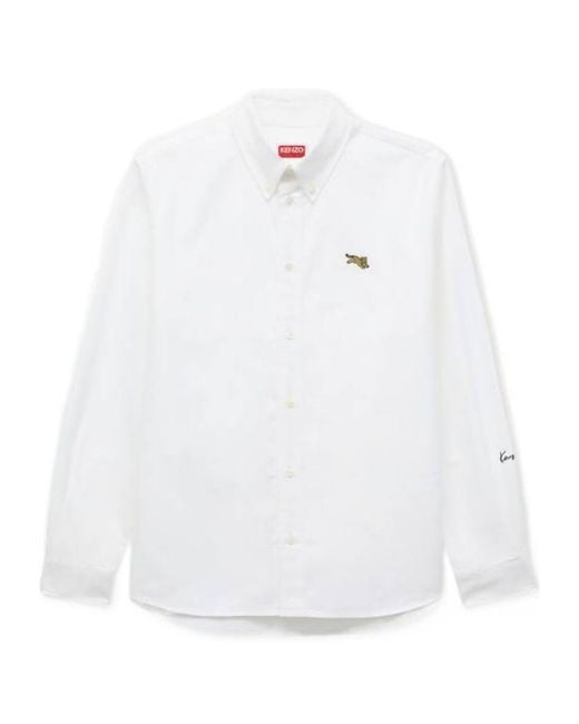 KENZO White Jumping Tiger' Embroidered Casual Shirt for men