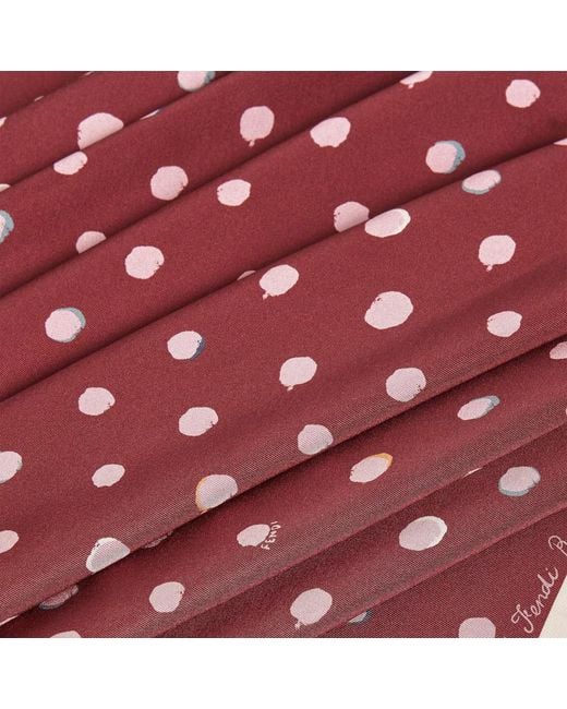 Fendi Red Falena Dots Printed Square Scarf