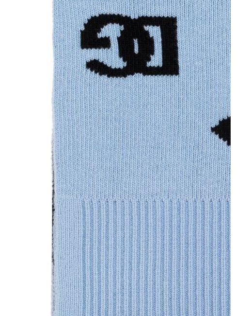 Dolce & Gabbana Blue Dg Logo Intarsia Knitted Scarf