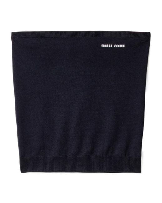 Miu Miu Blue Strapless Knitted Top