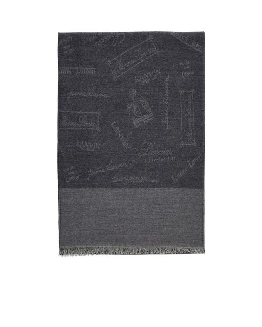 Lanvin Gray Frayed Hem Scarf