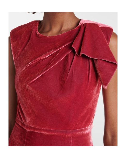 Roland Mouret Red Bow-Detail Velvet Maxi Dress