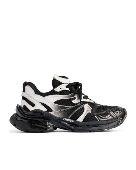 Balenciaga Black Panelled Lace-Up Sneakers for men
