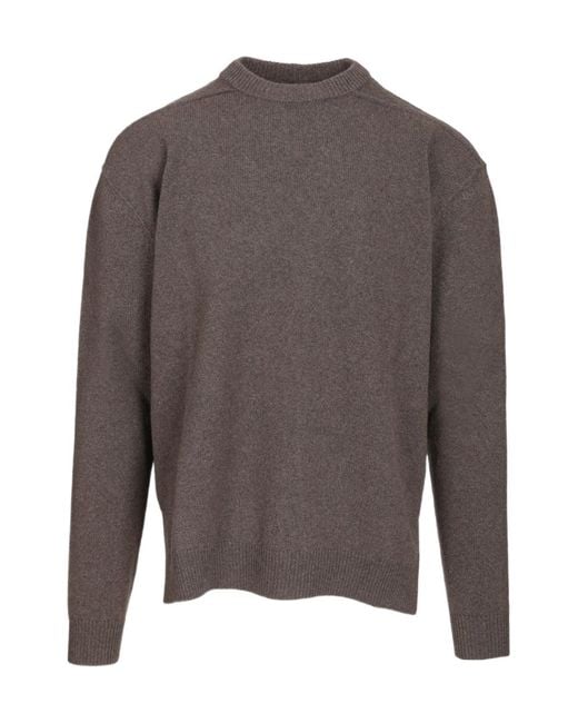Rick Owens Gray Crew Neck Long-Sleeved Knitwear for men