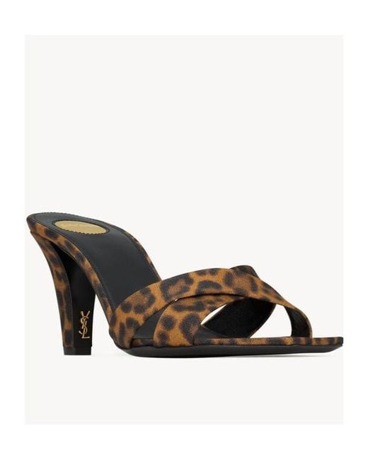 Saint Laurent Brown Jill Leopard Mules