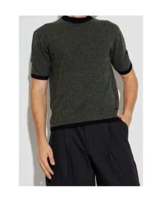 Emporio Armani Black Short-Sleeve Patterned Pullover for men