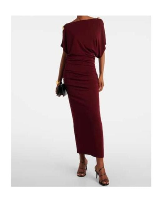 Altuzarra Red Brina Embellished Draped Jersey Gown
