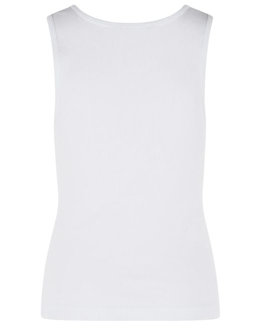 Dolce & Gabbana White Dg Embroidered Ribbed Tank Top