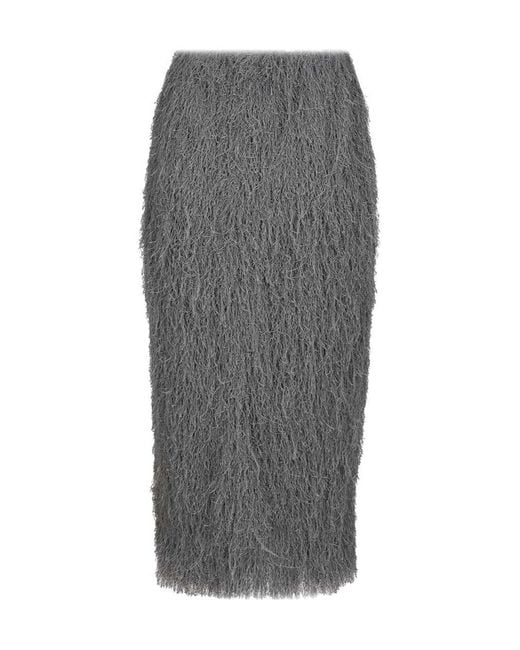 Dries Van Noten Gray Fringed Skirt